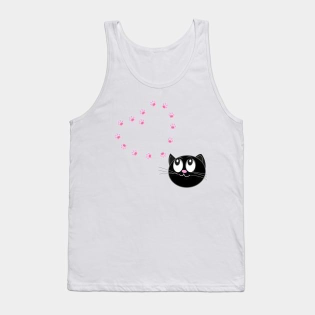 Cute black cat with hearts Tank Top by GULSENGUNEL